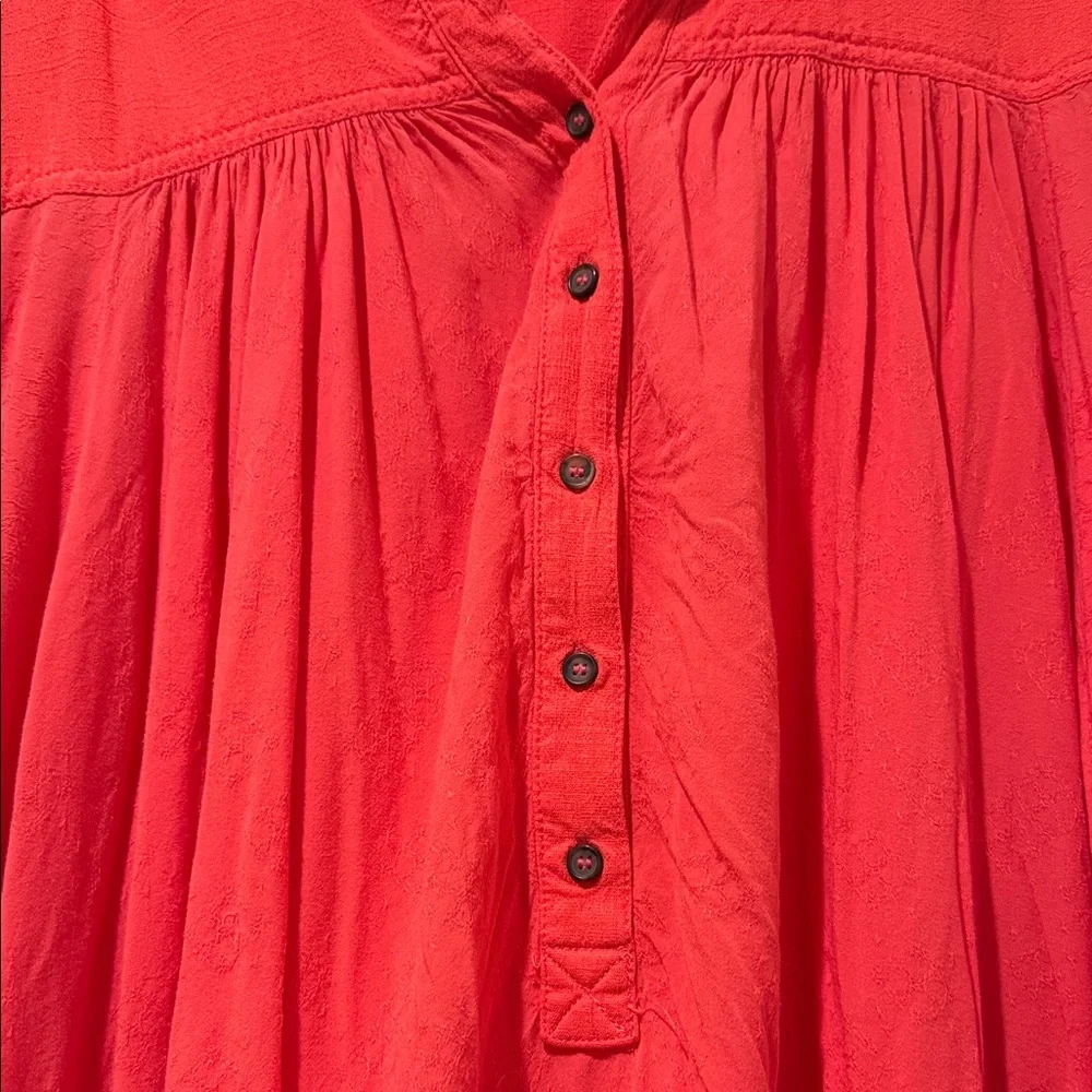 Free People Vibrant Oversized Drape button down Long Sleeve Tunic Beach Cover Up